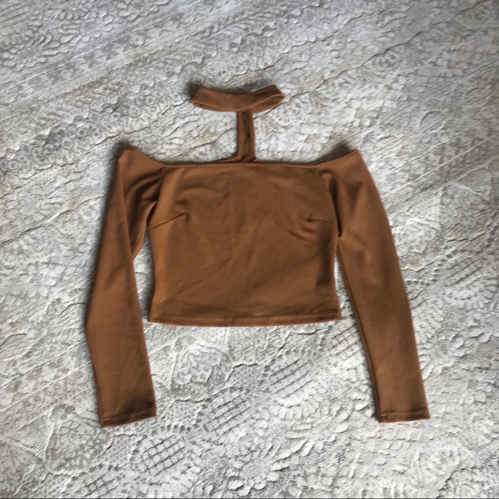 New Tan Long Sleeve Crop Top
